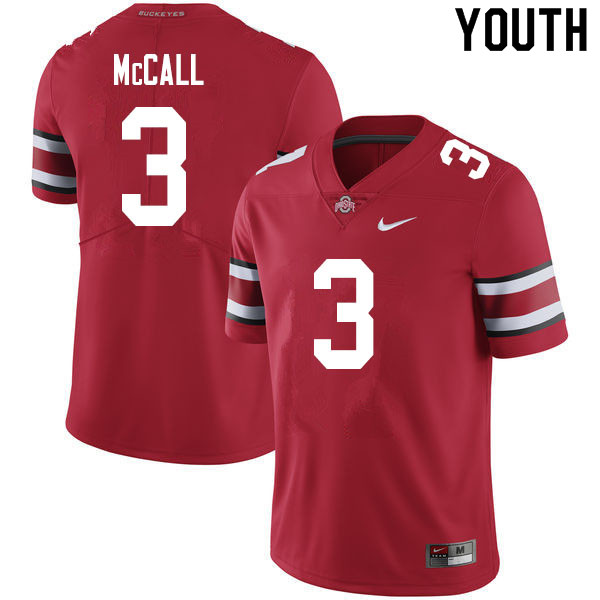 Ohio State Buckeyes Demario McCall Youth #3 Scarlet Authentic Stitched College Football Jersey